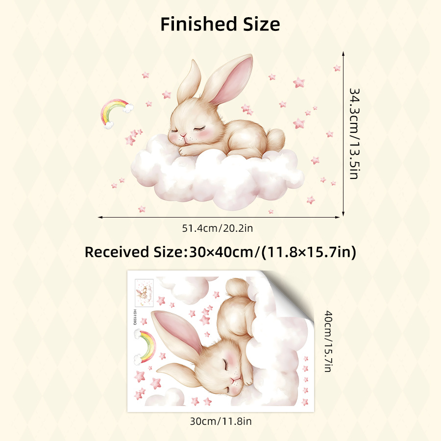 Image of 1pc Pvc Watercolor Cute Sleeping Pattern Cute Animal Wall Stickers Removable For Bedroom Living Room Gifts Home Decor Wall Decal