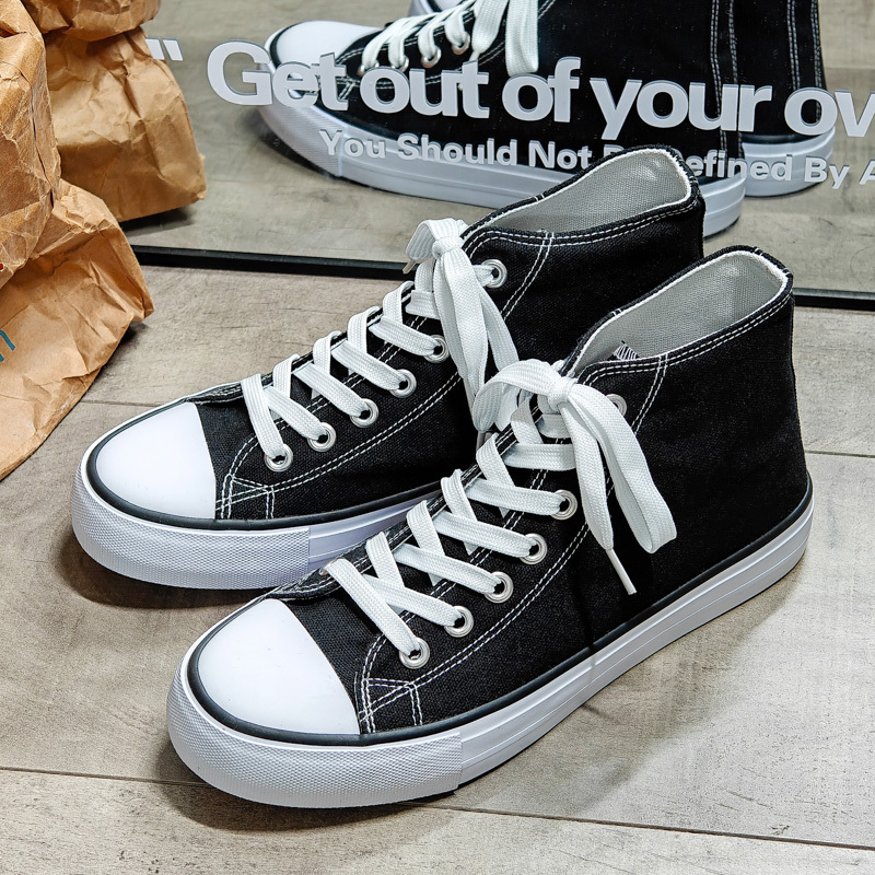 mens minimalist high top lace up canvas shoes fashionable versatile casual sports shoes for men
