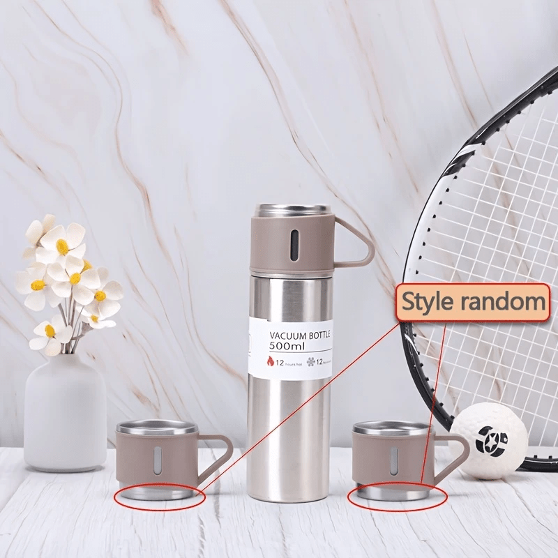1 Set Thermal Mug 500ml/16.9oz Stainless Steel Insulated Cup with Lid - Portable Flask for Hot/Cold Drinks, Camping, Travel, & Tea, Sweat-Free Temperature Retention, Durable Outdoor Water Bottle