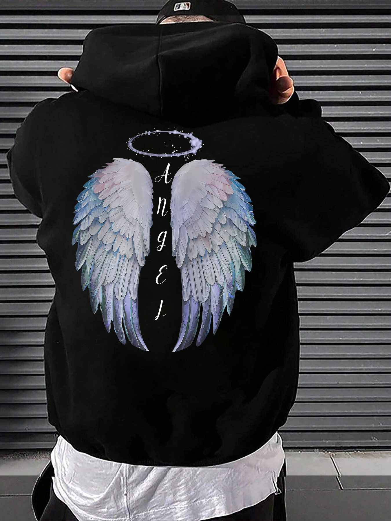 hoodies men angel wings print hoodie men's casual pullover Temu - Main Image