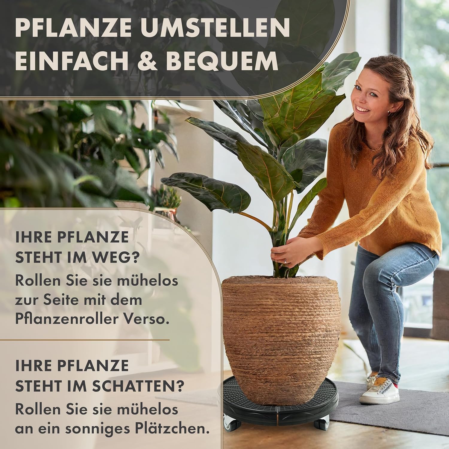 Image of 360-degree Rotating Planter Tray Base, Extendable Planter Tray Base, Suitable For Indoor And Outdoor Garden , Easily Move Large Potted Plants And Flowers.