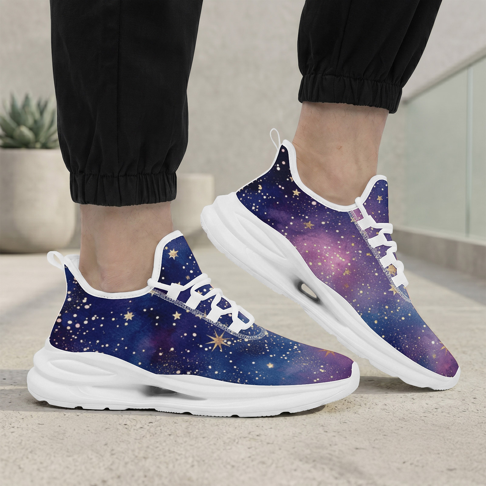 Men's Cosmic Starlight Print Plus Size Running Shoes