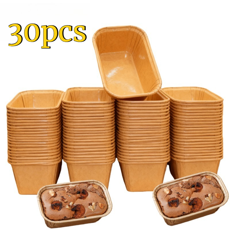 TEMU 30 pezzi di stampi antiaderenti per torte, adatti per , cupcake, dessert - Mini stampi rettangolari per muffin con scanalature, stampi di carta