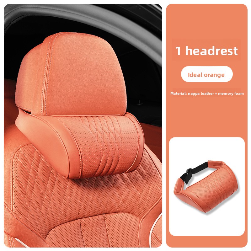TEMU Shunzhou 1pc Car Suv Sedan Faux Leather Seat Soft And Comfortable Headrest Pillow For Travel Car Headrest Memory Foam Driving Neck Pillow