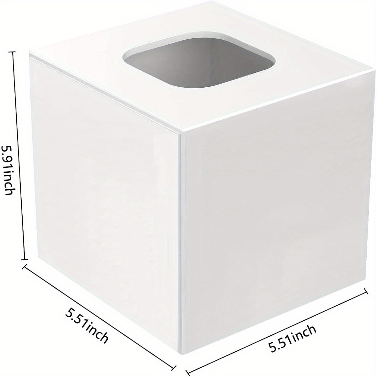2 in 1 acrylic tissue box cover dryer sheet mask holder with magnetic bottom space saving bathroom organizer compact square   51x5 51x5 91in for home   white compatible with standard tissues bathroom storage office accessory minimalist style durable construction small   modern organizer sturdy construction home organizers Product details 3