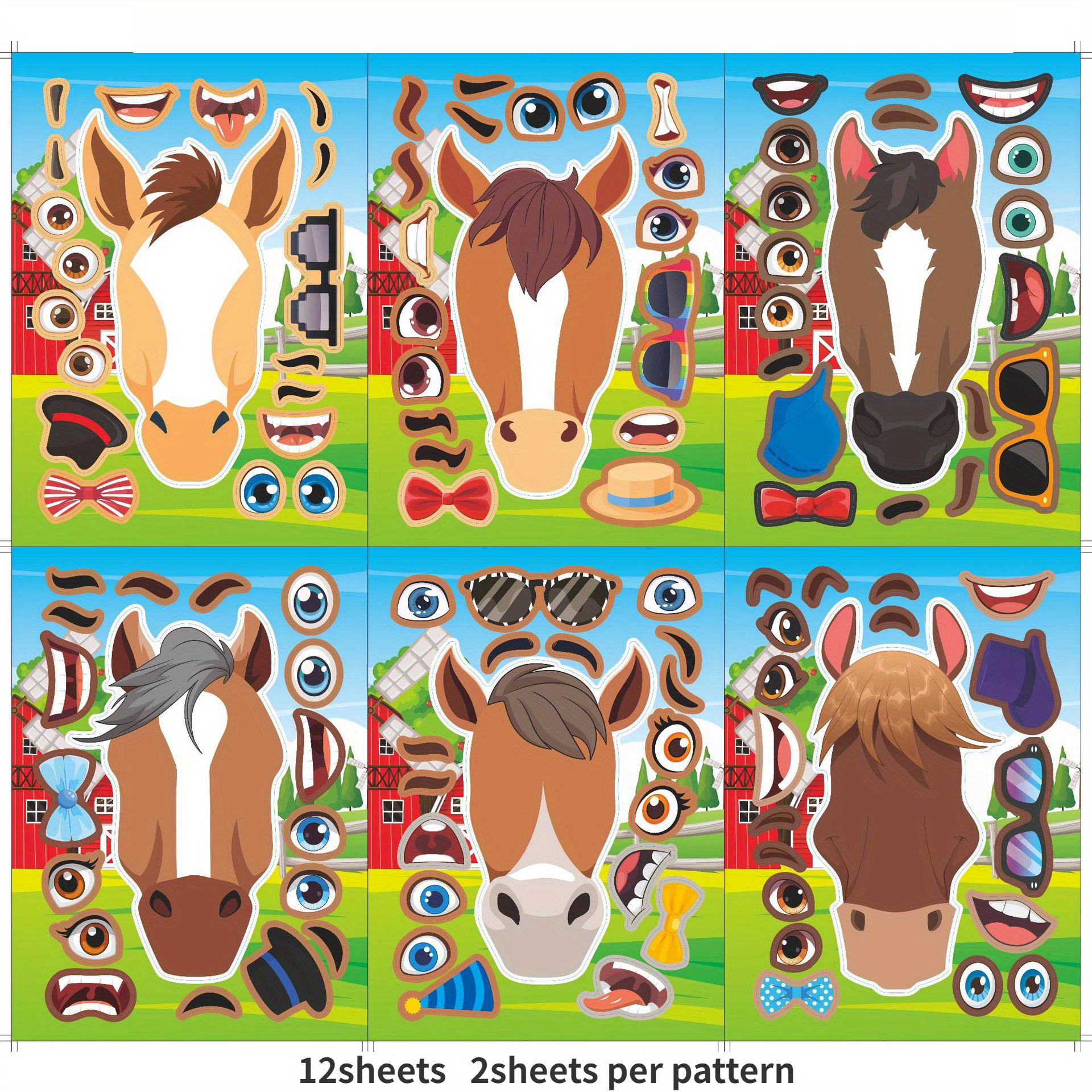 Image of 6/12 Sheets Of Horse Stickers For Festive Party Gifts, Perfect For Decorating Notebooks, Backpacks, And Tables. And A Try!