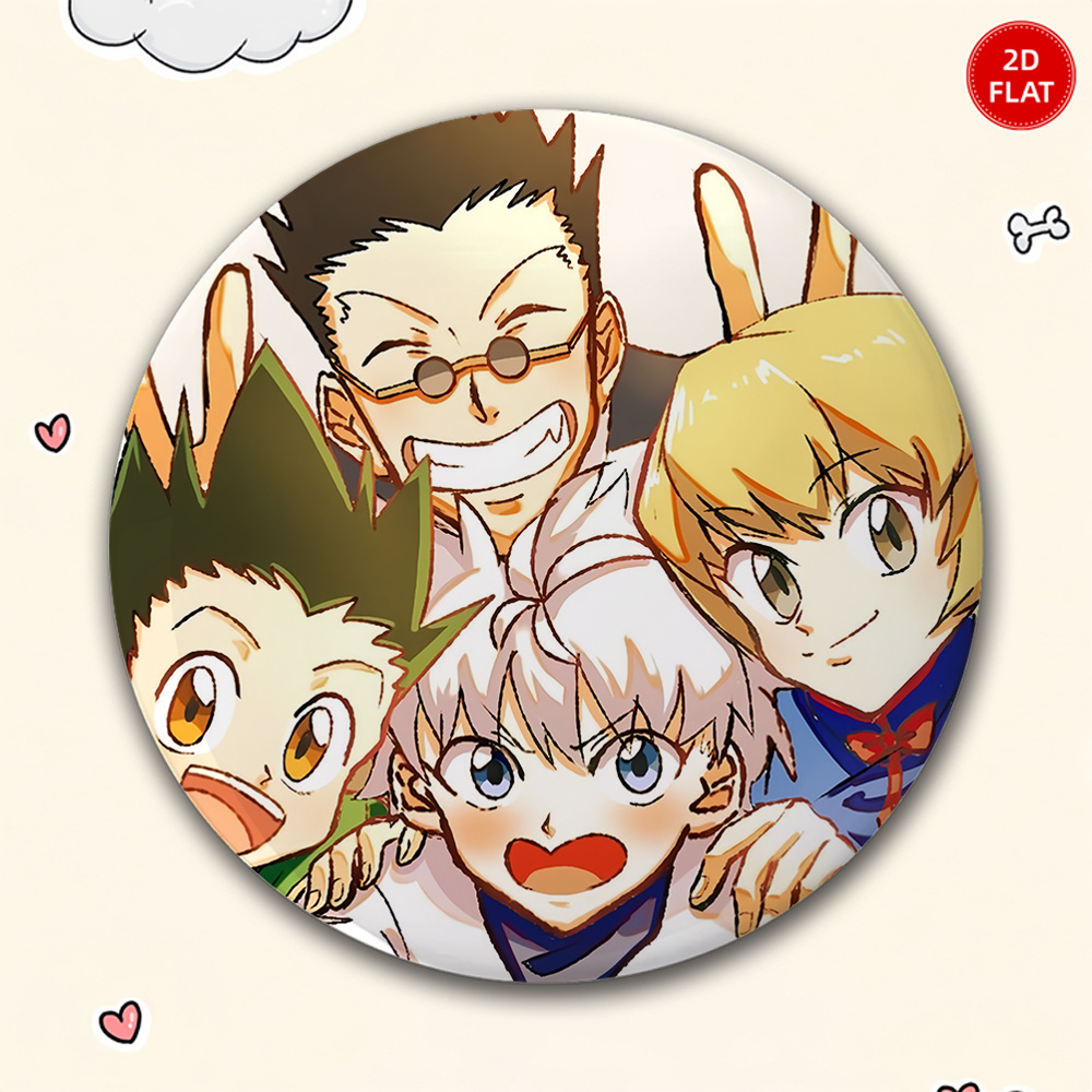 TEMU 2d Flat - 1pc Classic Trendy Style New Style Men's Casual Round Pin, Anime Cartoon Badge, Fashionable And Luxurious Accessory, Unisex, Suitable