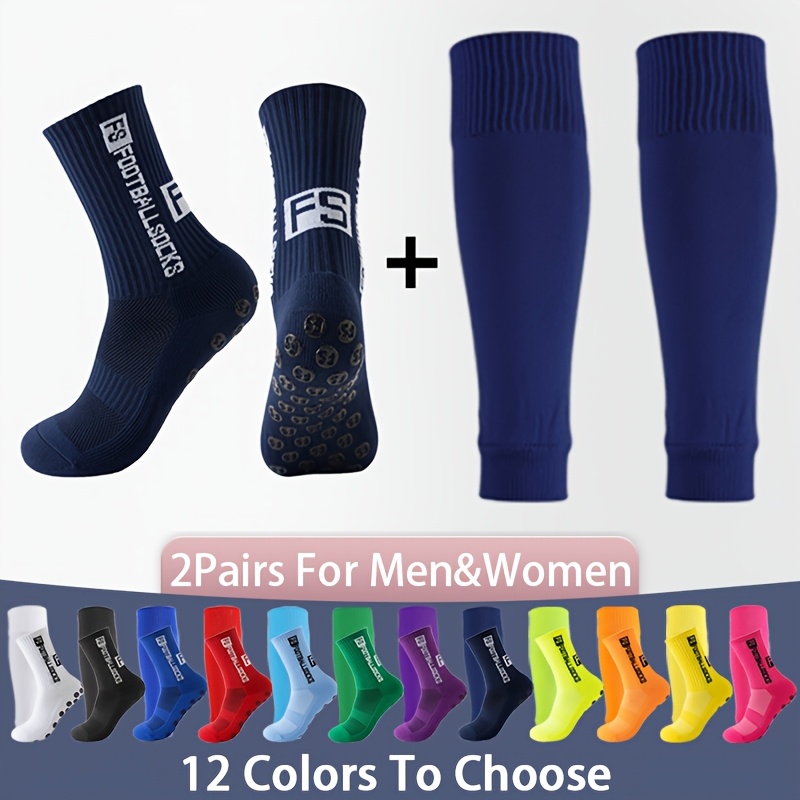 TEMU Set /4 pezzi Calze Sportive Professionali + Giarrettiere, Calze da Calcio e Basket Antiscivolo con Puntini Antiscivolo, Calze Sportive da a Met�