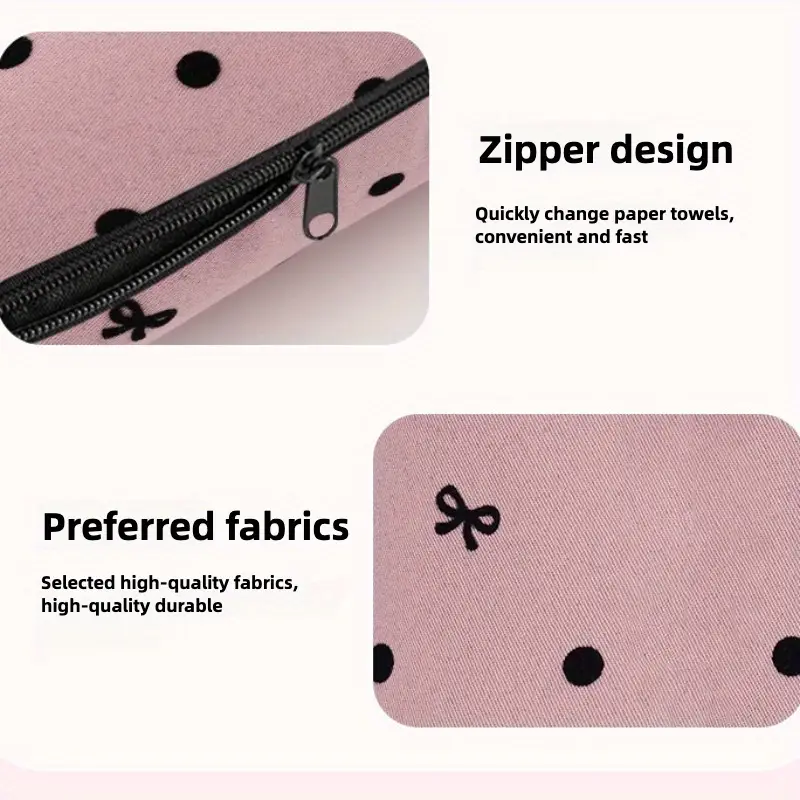 luxury elegant polka dot car tissue holder with bowknot universal fit backseat and polyester fiber ideal for armrest sun visor and console storage car accessories Product details 7