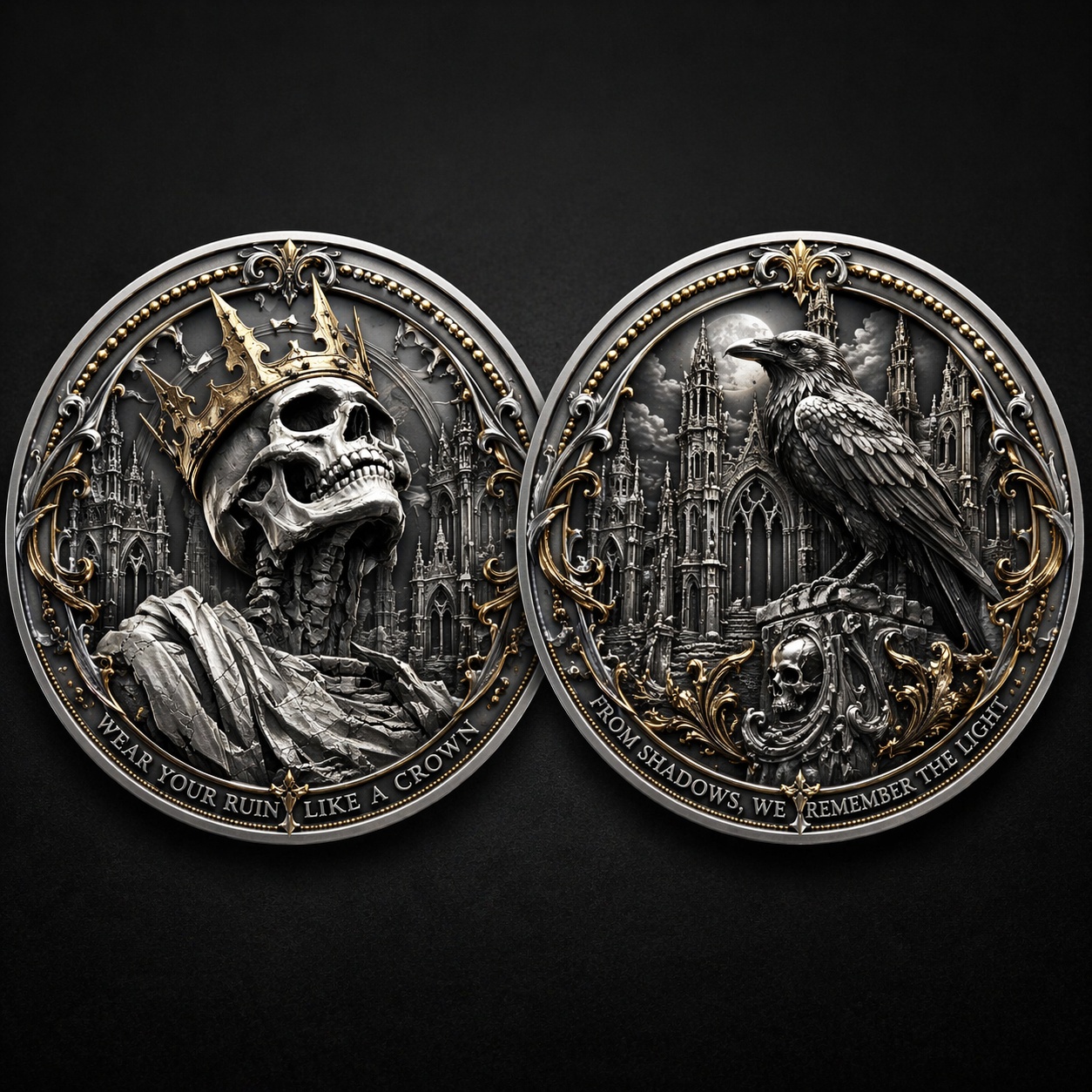 Gothic-style Ivy Ruins Coin Transparent Storage Box, Double-sided Design, Challenge Coin Collectible, Rare Coin, Replica Challenge Coin
