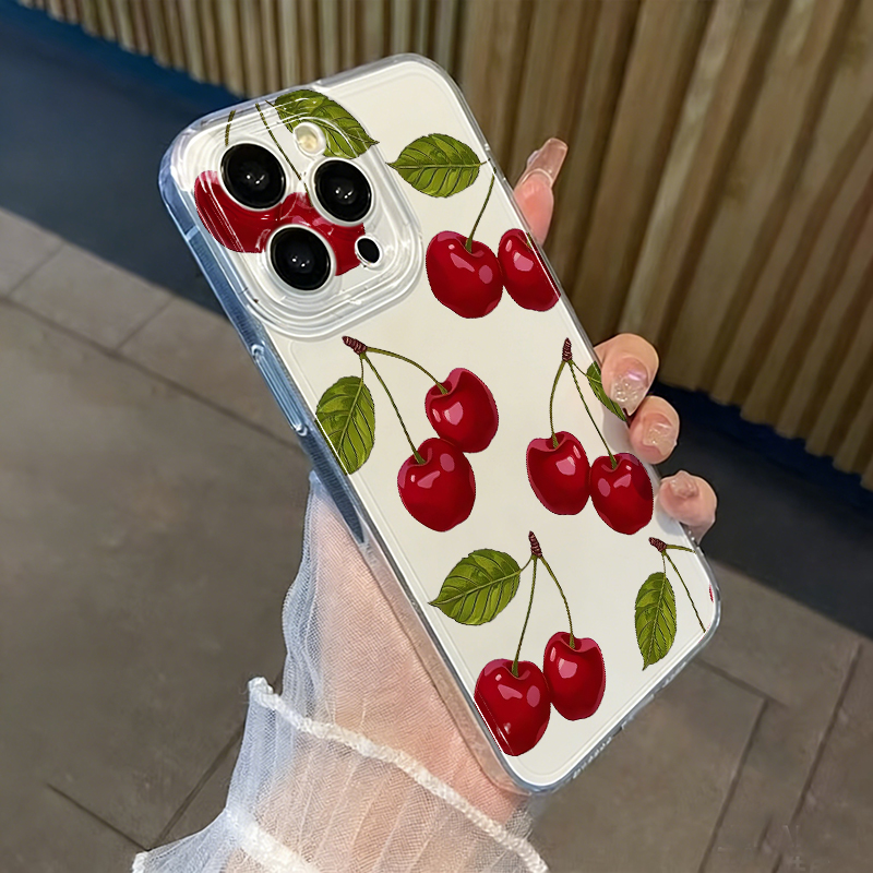 telefoonhoesje: telefoonhoesje met rood fruit-kersenpatroon geschikt voor xiaomi 15 14 13 12 11 10 15t 14   11 10t   poco x7 x6  4 nfc gt f7 ultra f4 5g, transparante zachte tpu schokbestendige beschermende achterkant