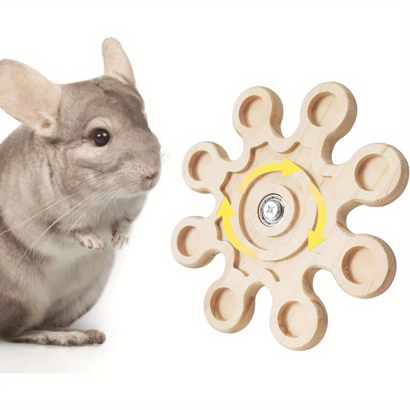 [chinchilla Teeth Health Spinner Toy] Interactive Wooden Chinchilla Chew Toy - Rotating Spinner Wheel For Teeth Health & Playtime, Cage-hanging Exercise Accessory