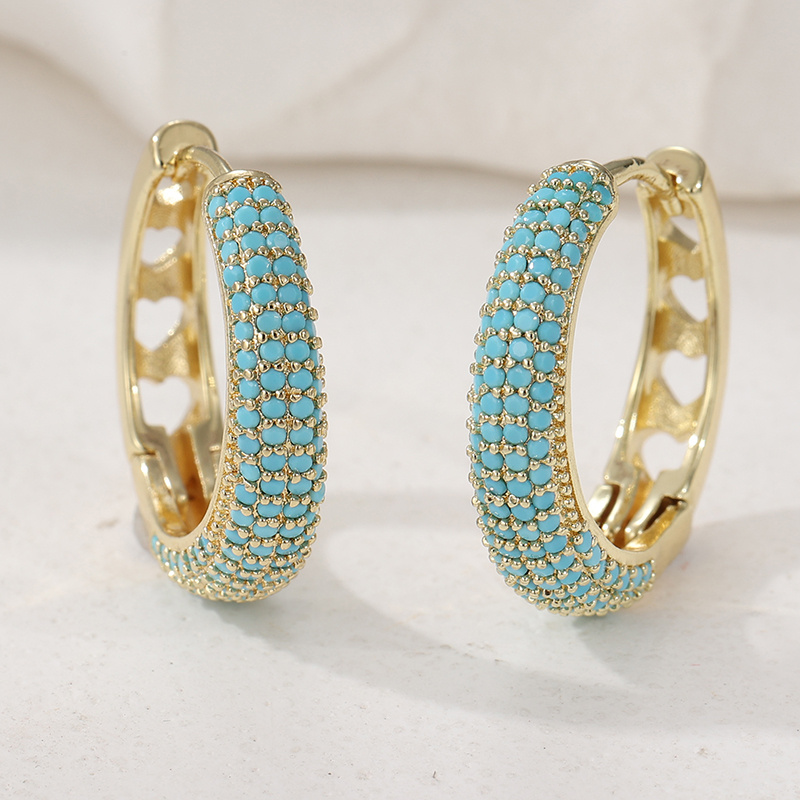 TEMU This Pair Of Earrings Exudes An Elegant And Luxurious Vacation Vibe. Their Surfaces Are Inlaid With Synthetic Turquoise, Them The Exquisite Feel