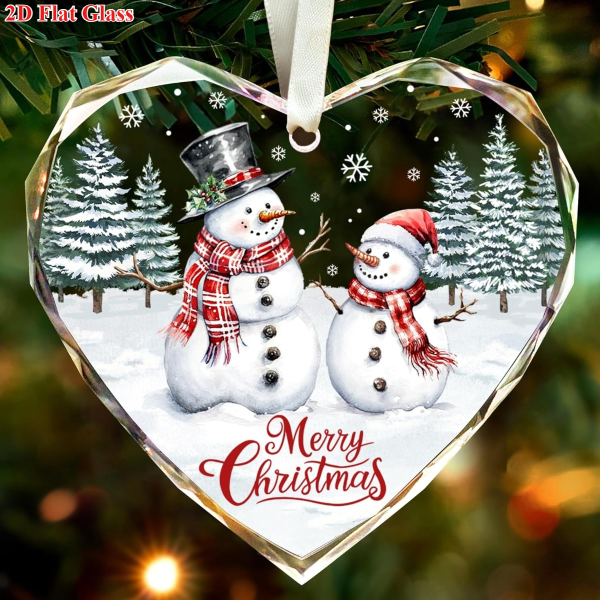 Image of 2d Flat - [2d Flat] 2dflat 2d Plane Acrylic 1pc, 2026 Snowman Christmas Ornaments - Festive Snowman And , For Decoration, Perfect Family Gift, No Electricity Needed, Christmas Decorations