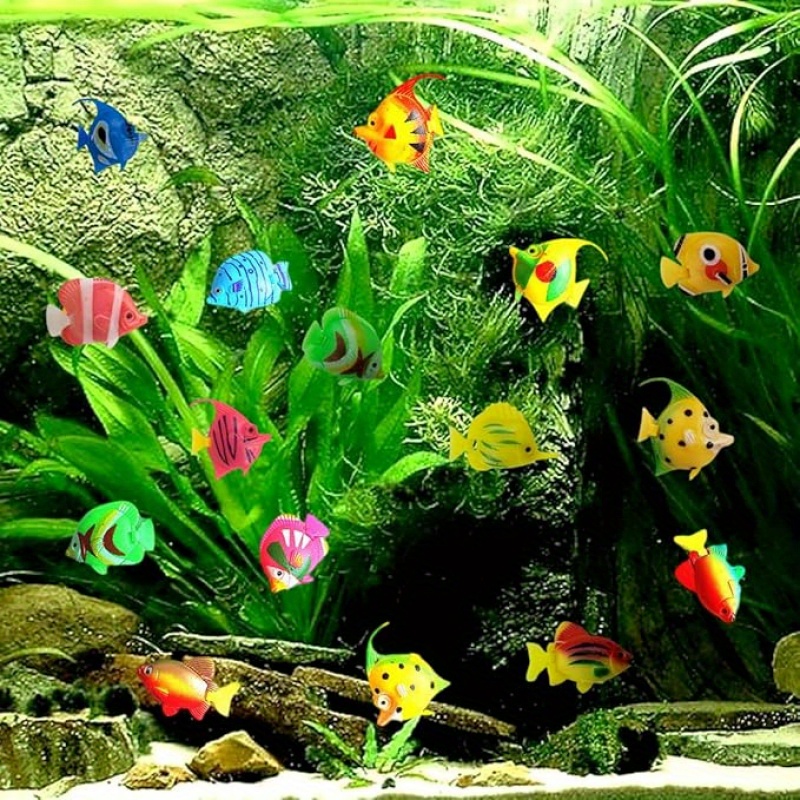 

15pcs Realistic Floating Fish Figurines, Decorations, Plastic Fish Ornaments, For Home Decor, Aquascaping Accessories With Fish Not Included