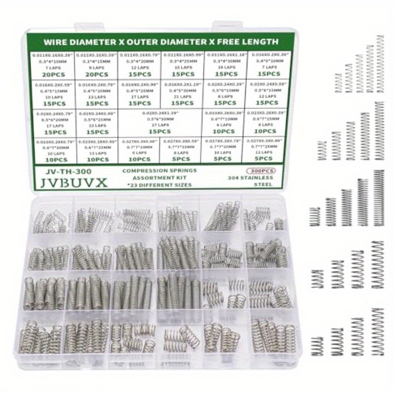 Rustark 100Pcs 5 Sizes 1mm WD 8mm OD Compression Springs Assortment Kit Mini Stainless Steel Springs Mechanical Springs for Shop and DIY Repairs Project, 10 20 30 40 50mm L