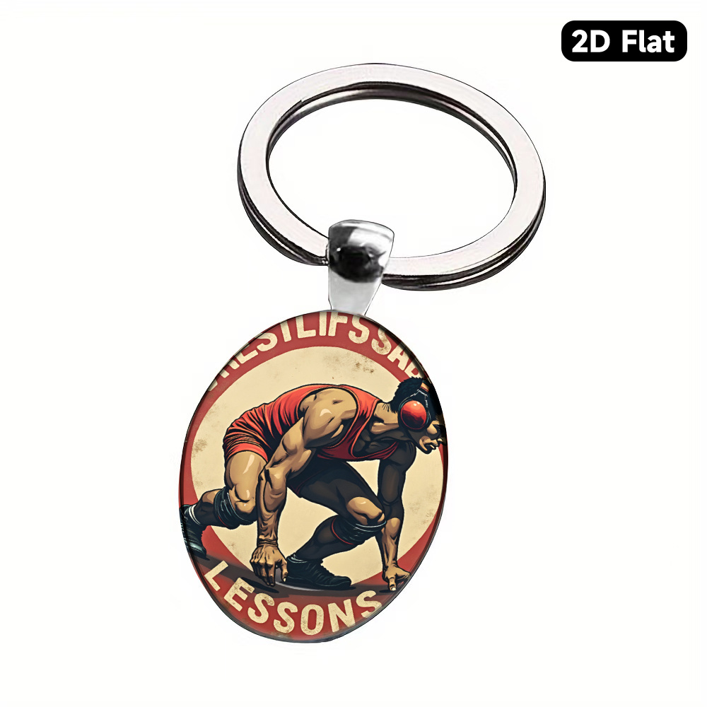 TEMU 1pc Decorative Keyring, "vintage Wisdom Modern Motivation Wrestler's & Life Lesson Art Purse Bag Backpack Charm Car Ornament Earbud Case Cover