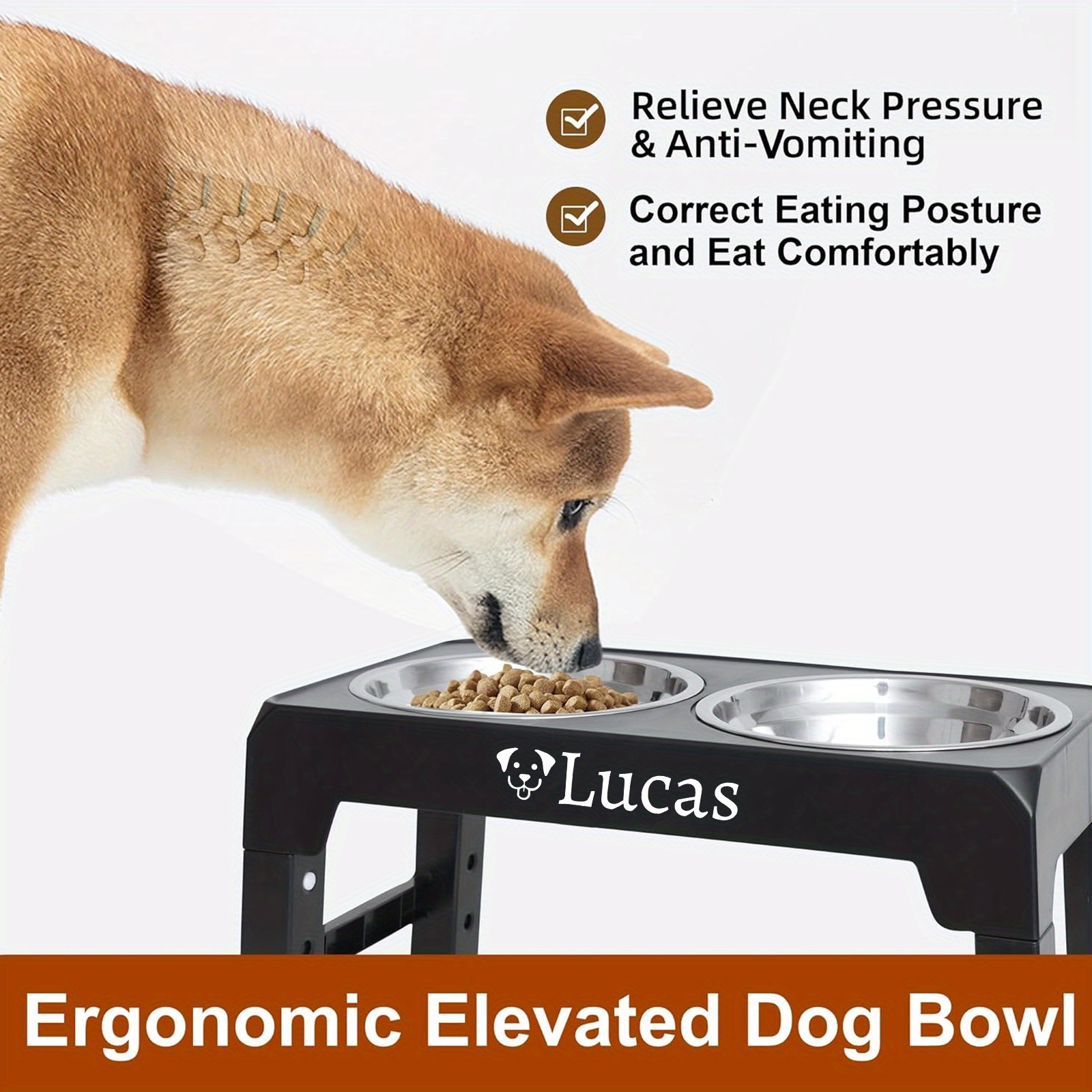 1pc personalized elevated dog bowls stand 2 stainless steel - Temu Oman