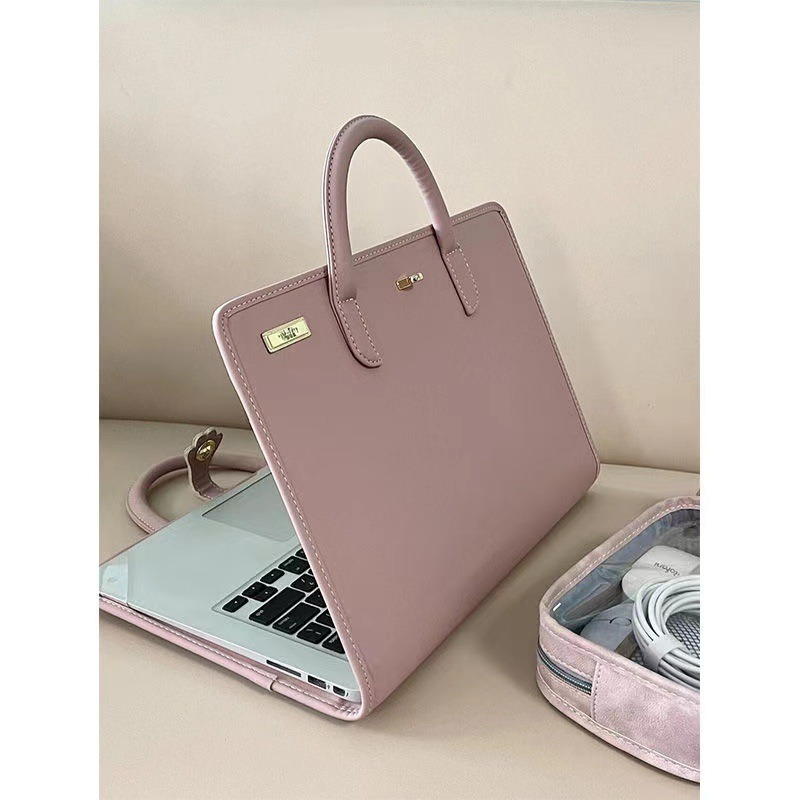 

Pink Pu Leather Laptop Handbag For Girls - Stylish Protective Case With Zipper Closure, Side Handle & Magnetic Flap, Work Or School, Organizer | Stylish Laptop Case | Pu Leather, Laptop Bag