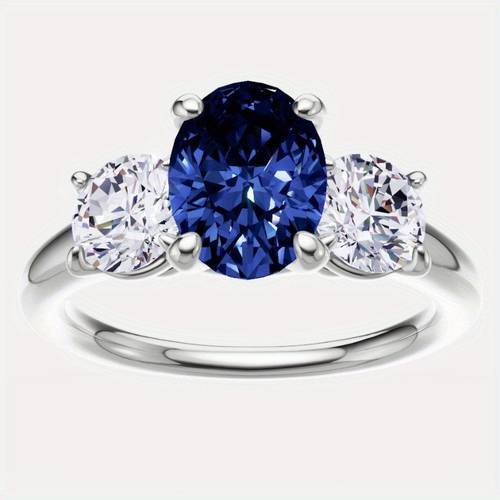 2 00 ctw lab oval blue sapphire and diamond engagement ring in 14kt golden
