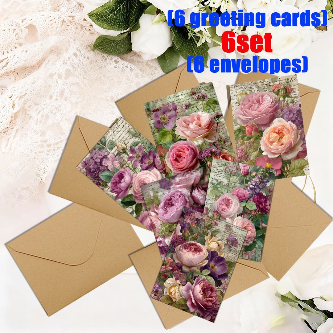 TEMU 6pcs/12pcs Greeting Card & Envelope Set|blank |ideal For Holidays, Parties, And Event Invitations|a For Holiday Gifting