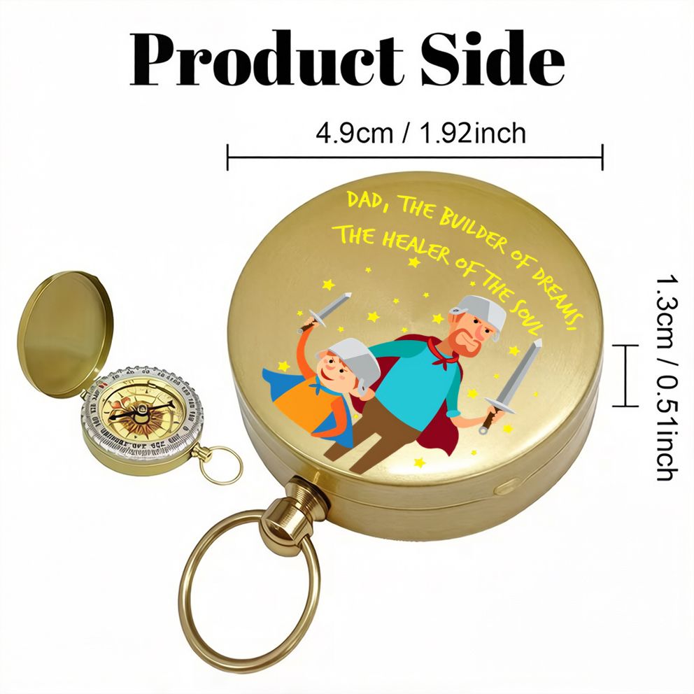 'Dad The Builder Of Dreams' Vintage Copper Compass with Keychain