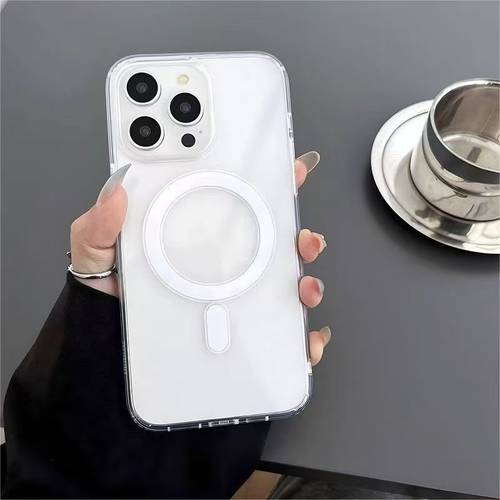 phone case transparent magnetic wireless charging cover with advanced anti scratch technology for iphone 16e 16 15 14 13 12 11 xr xs max stylish phone protection shell
