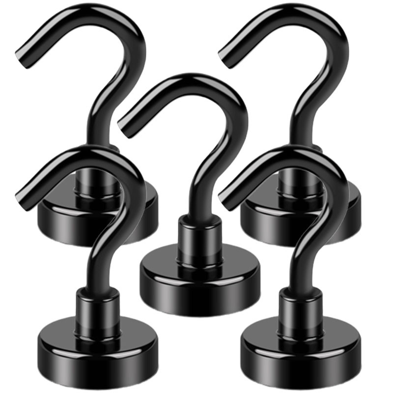 TEMU Magnetic Utility Hooks, Heavy Duty Magnetic Hooks, Plated, Suitable For Kitchen, Garage, Cruise Ship, Workplace And Office, 5-pack Colored