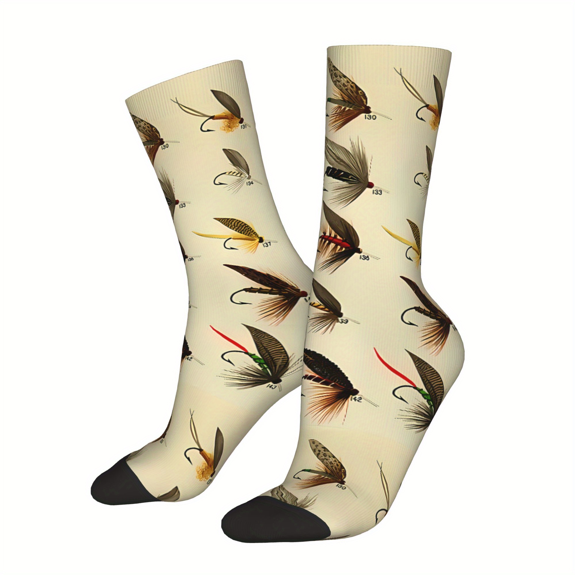 TEMU Men's Socks Featuring A Trout Flies