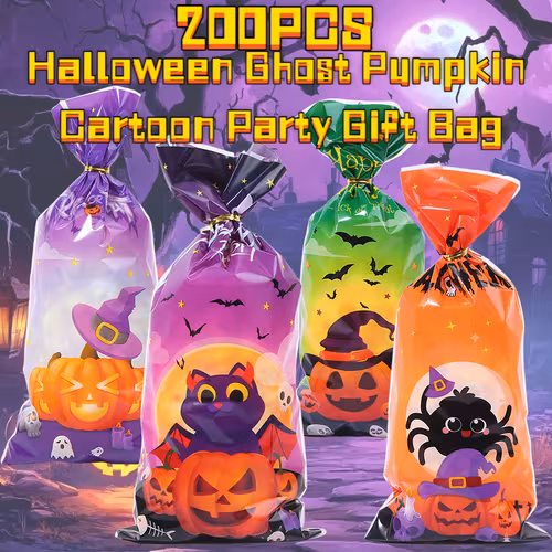 Halloween Cellophane Bags 200 Pack Print
