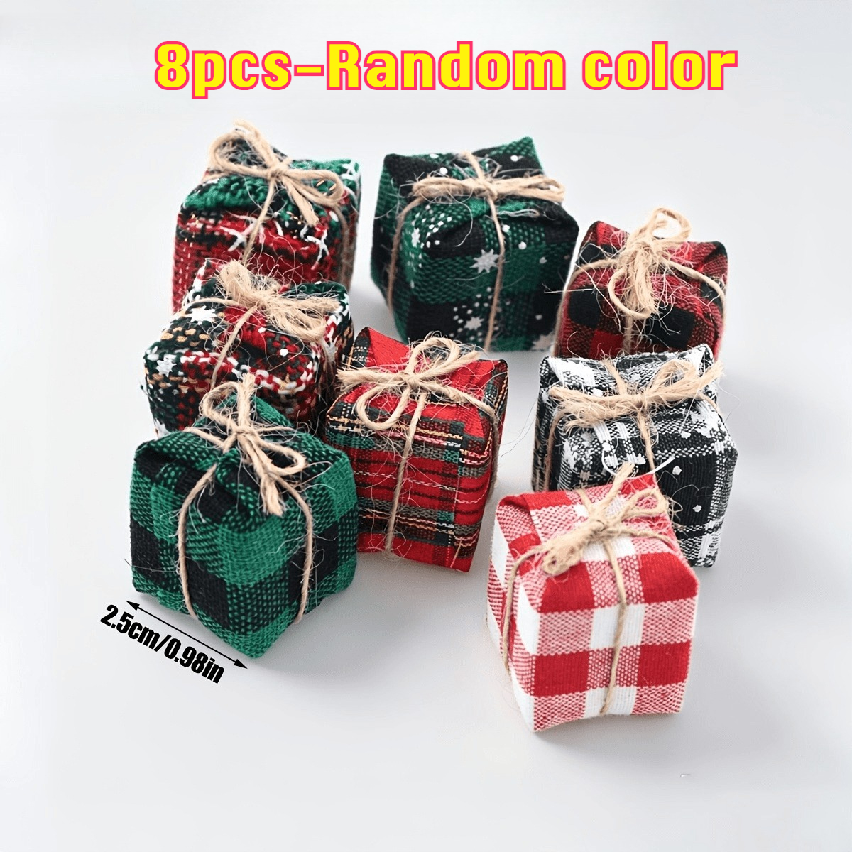 TEMU 8pcs Random :12 Scale Mini Christmas-themed Gift Set With Random Styles, Consisting Of Models, A 2.5cm Christmas Tree Ornament, Suitable For