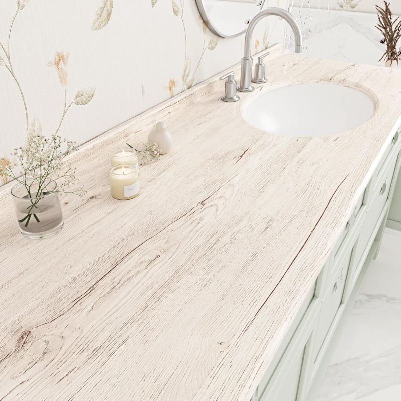 E-shop 1 Rolle Klassische Graue Holzmaserung Tapete, Selbstklebend, Abnehmbare PVC-Tapete, für Küche Badezimmer Schlafzimmer Wohnzimmer Arbeitsplatte