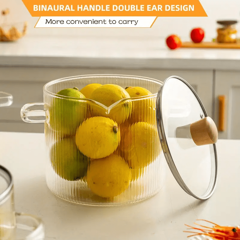 LDQ Borosilicate Glass Cookware Collection with Cover - Resistant to Heat for Use on Stoves, Ovens, And Electric Ceramic Cooktops - Great for Preparing Soups, Milk, Rice, And Stews - Sturdy And to Clean - Excellent for Home Cooking And Meal Preparat