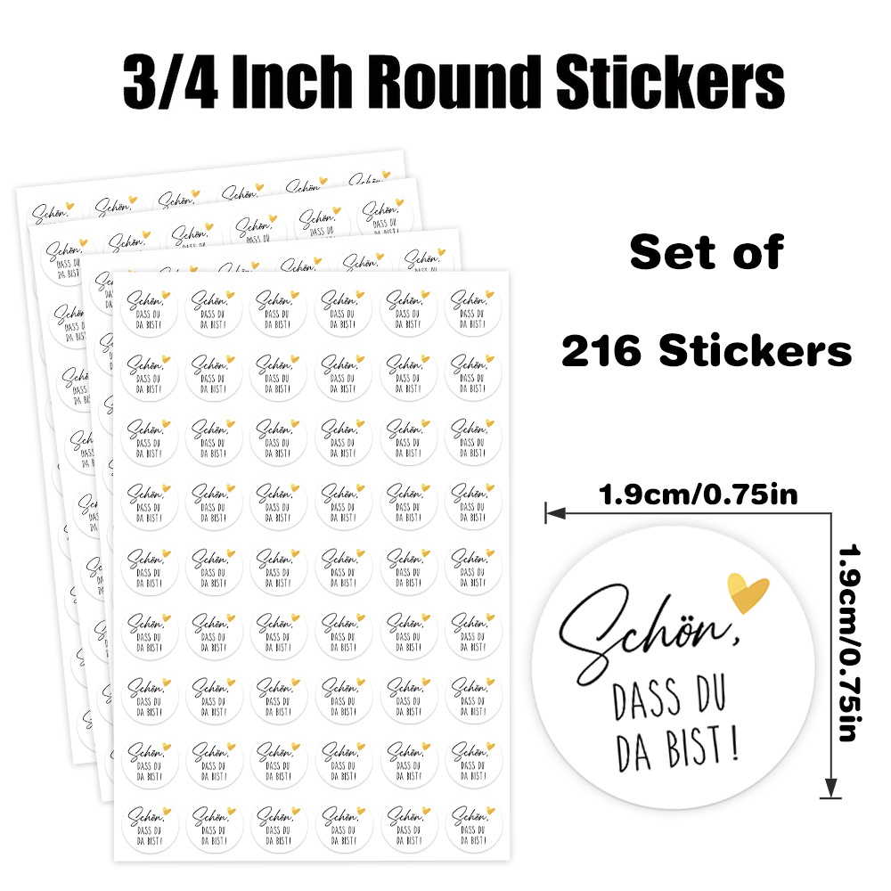 Image of 216pcs Thank You Themed Round Stickers, Heart Design, Ideal For Gift Tags, Gift Bags, Gift Boxes, Party Favors And More, Convey Gratitude