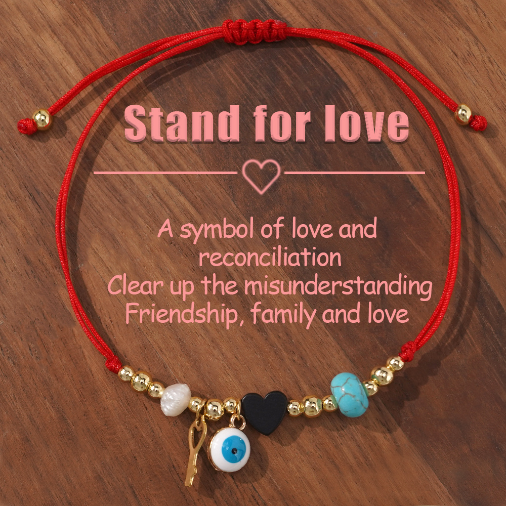 TEMU A Women's Fashion Bracelet, Bohemian Style, With A Heart And Evil Eye Charm On A Red String - The Perfect Jewelry For Men And Women - Ideal Gift