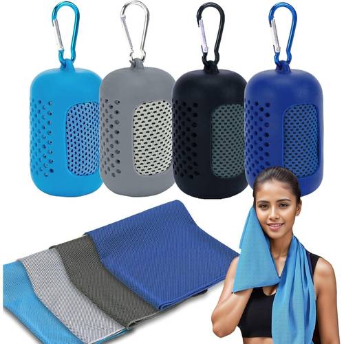 4lü soğutucu havlu seti, polyester soğuk havlular, yumuşak ve nefes alabilir fitness buz havluları, egzersiz, yoga, spor, kamp, yürüyüş i̇çin ter havluları, hızlı kuruyan, nefes alabilir, soğutucu boyun sarmağı