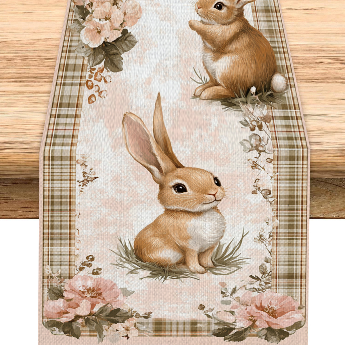 

1pc Polyester Table Flag, Easter And Vintage Floral Pattern, Warm And , Home Decoration, Suitable For Kitchen, Guest Table And Shoe Cabinet Desktop Decoration