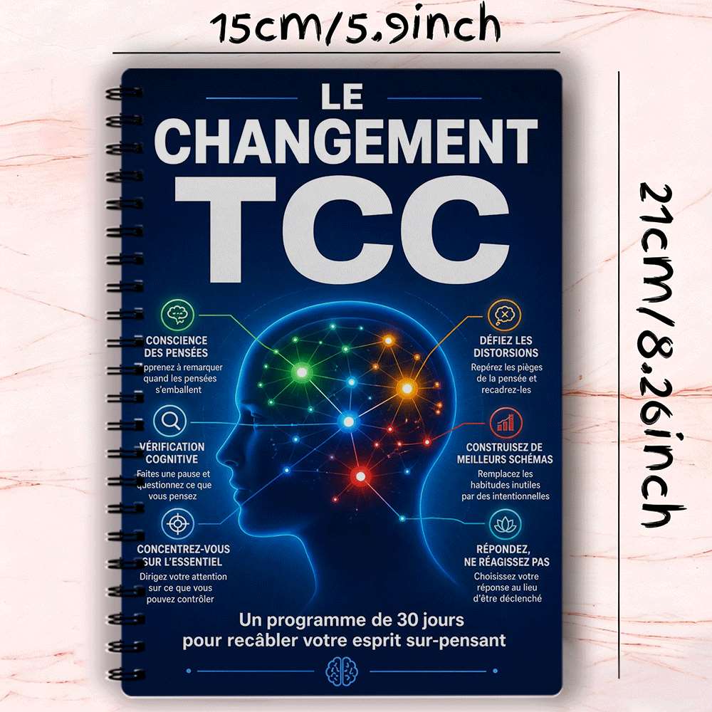TEMU Cahier d'exercices de TCC de relaxation en Journal de santé mentale Guide de soulagement de la surréflexion Journal d'invites à la Soin Livre de