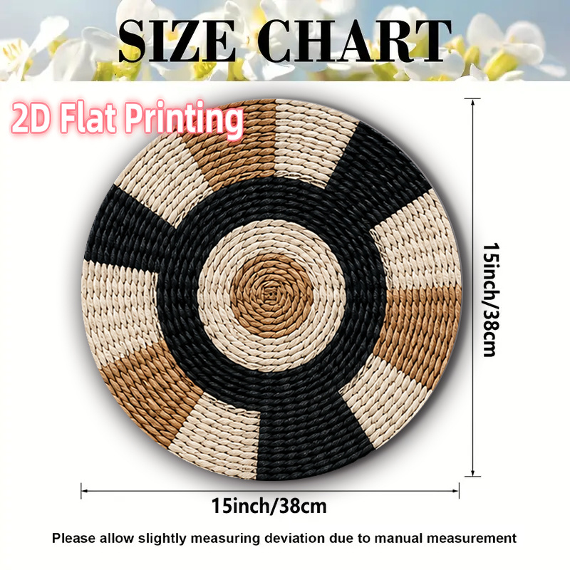 TEMU 4pcs 2d Printed Round Table Mats 15in Geometric Placemats Black Theme Design Table Arrangement Suitable For Holiday Parties, Family Gatherings,