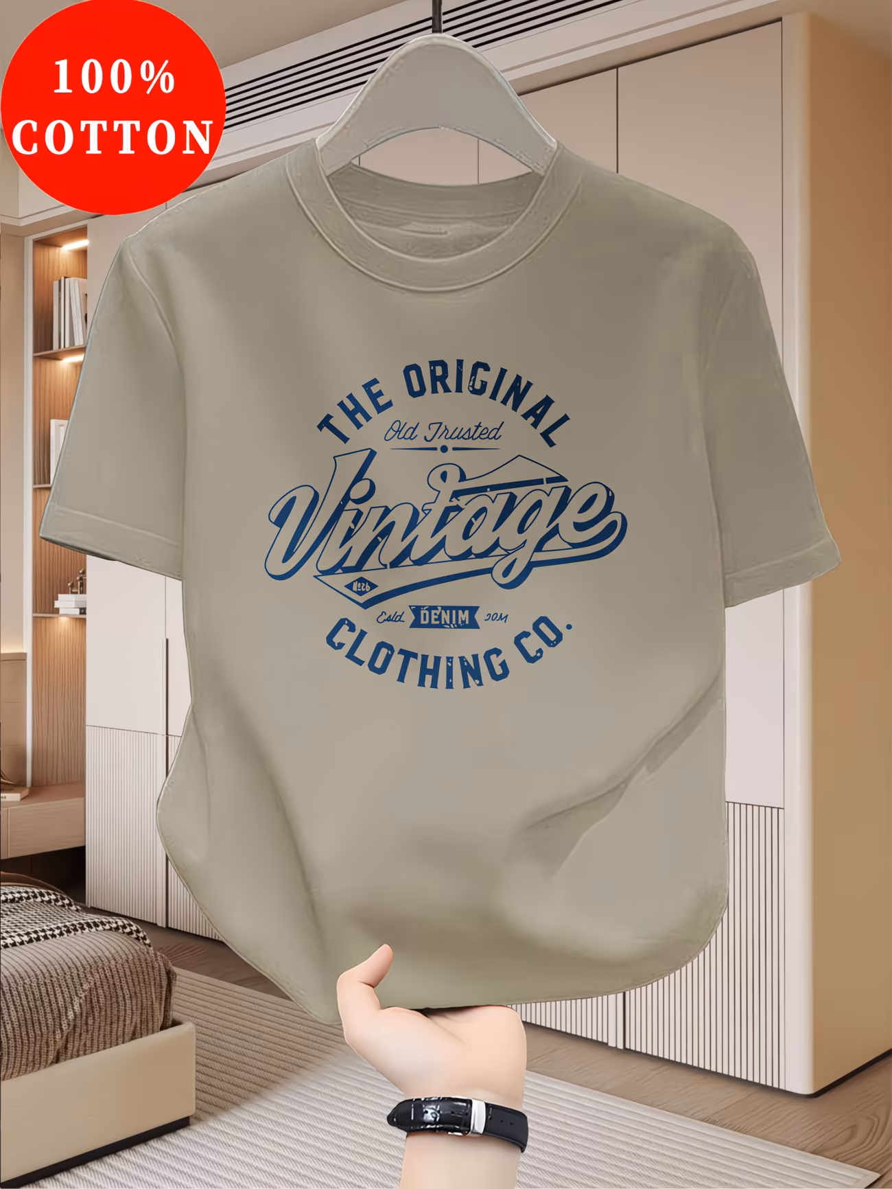 t-shirt pour homme 100 % coton, nouveau haut dété fin à manches courtes, coupe ajustée mince tendance et , et décontracté pour les quotidiens des jeunes étudiants, motif lettres imprimées anglaises vintage, design de marque 0
