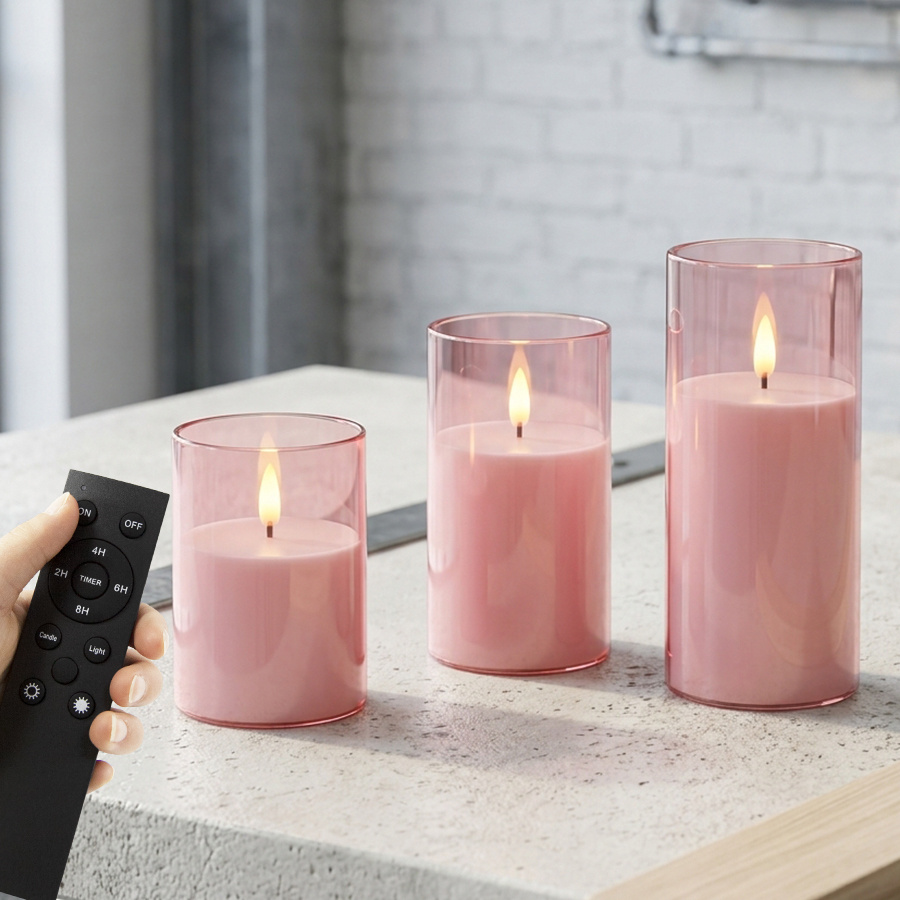 TEMU Noël, Décorations de Noël, Cadeaux de Noël, Style Rose, Bougie LED à Flamme Réaliste pour Saint-Valentin, Anniversaire, Chambre à Coucher, Table