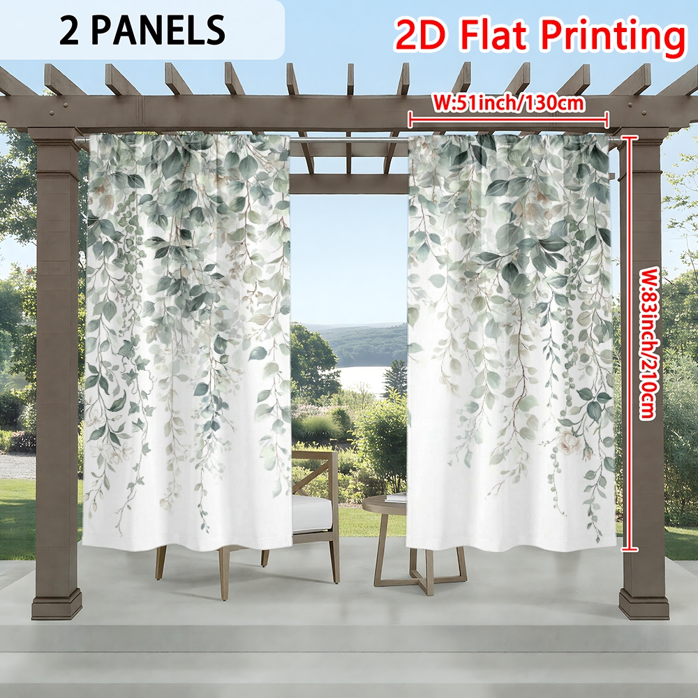 TEMU 2pcs Rideaux d'extérieur 2D à feuilles délicates et cascades doucement vers le bas, conçus pour les patios, offrant une protection UV et une