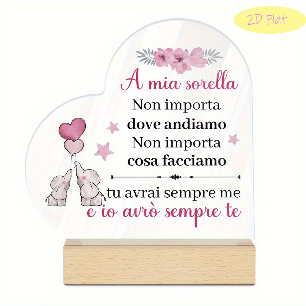 TEMU Decorazione da scrivania 2D piatta, 1 pz. Logo acrilico a forma di con base in legno, per mia sorella, ovunque , qualunque cosa , tu hai me, io