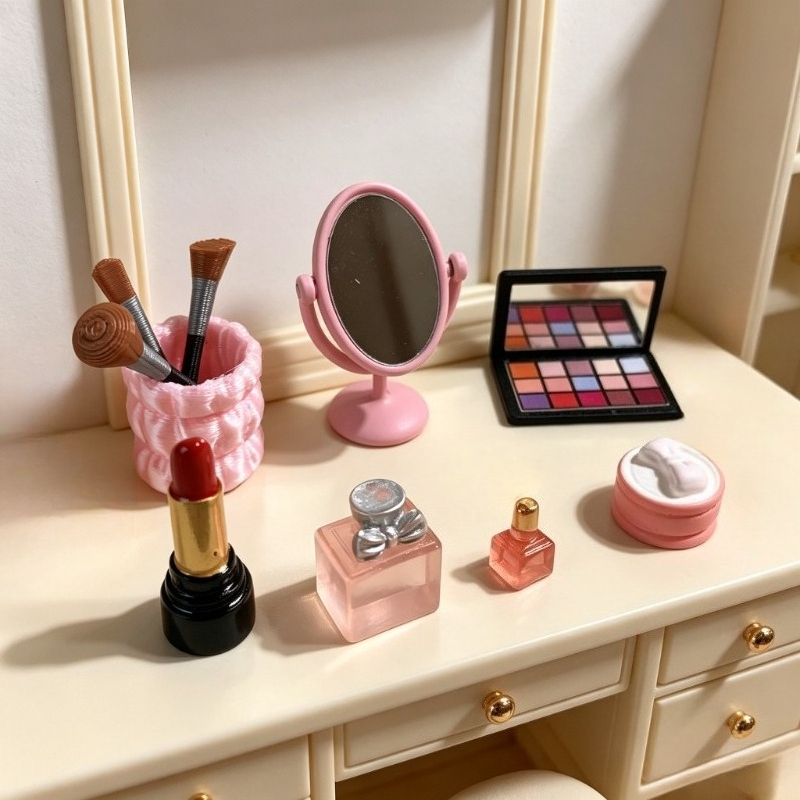 TEMU 1 Set Dollhouse Simulation Cosmetics , Suitable For Dollhouse Dressing Table Scene Decoration Additions, Scene Photography Props, For Decor