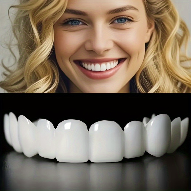 2pcs set   upper lower dentures with   veneer enhances   ideal for men women details 2