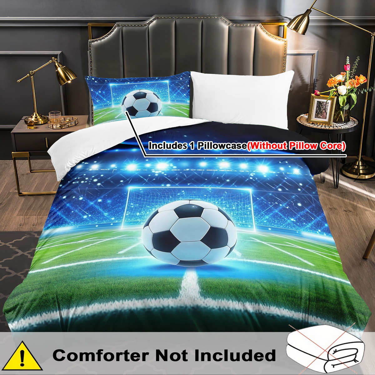 E-shop Sport-Bettwäsche-Set Fußball Bettbezug Arena Komforterbezug Schlafzimmer Deko Gästezimmer 2/3-teilig 2D Moderner Wettkampf Flachdruck (Inkl. 1