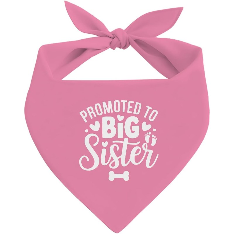 TEMU 1pc 24.8×11 Inch Pink Bandana For Dogs, Celebrating The Promotion To Big Sister, Pregnancy , Triangular Scarf For Pets, Suitable For Small To
