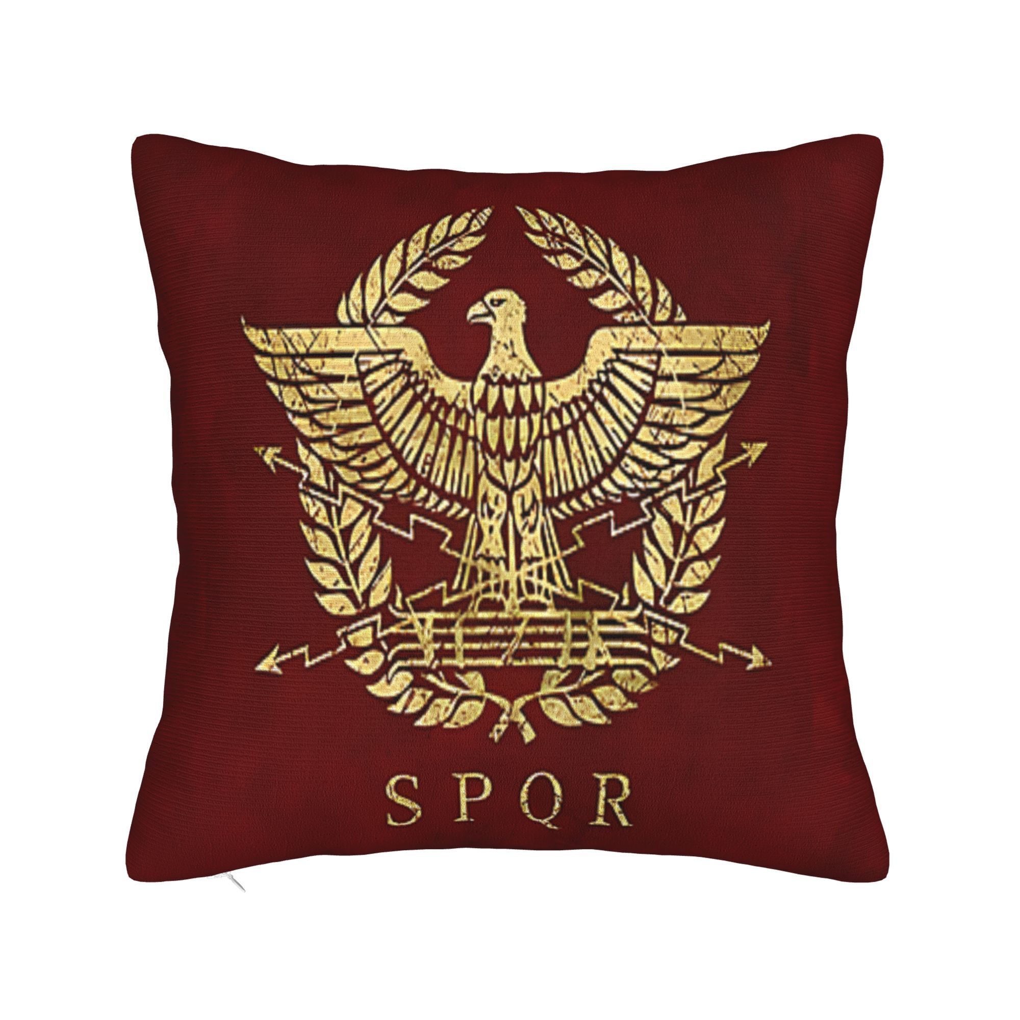 

1pc Style Roman Empire Eagle Emblem Throw Pillow Cover, Vintage Golden, Machine Washable, Zipper Closure, Polyester, Woven, For Room Types - No Insert