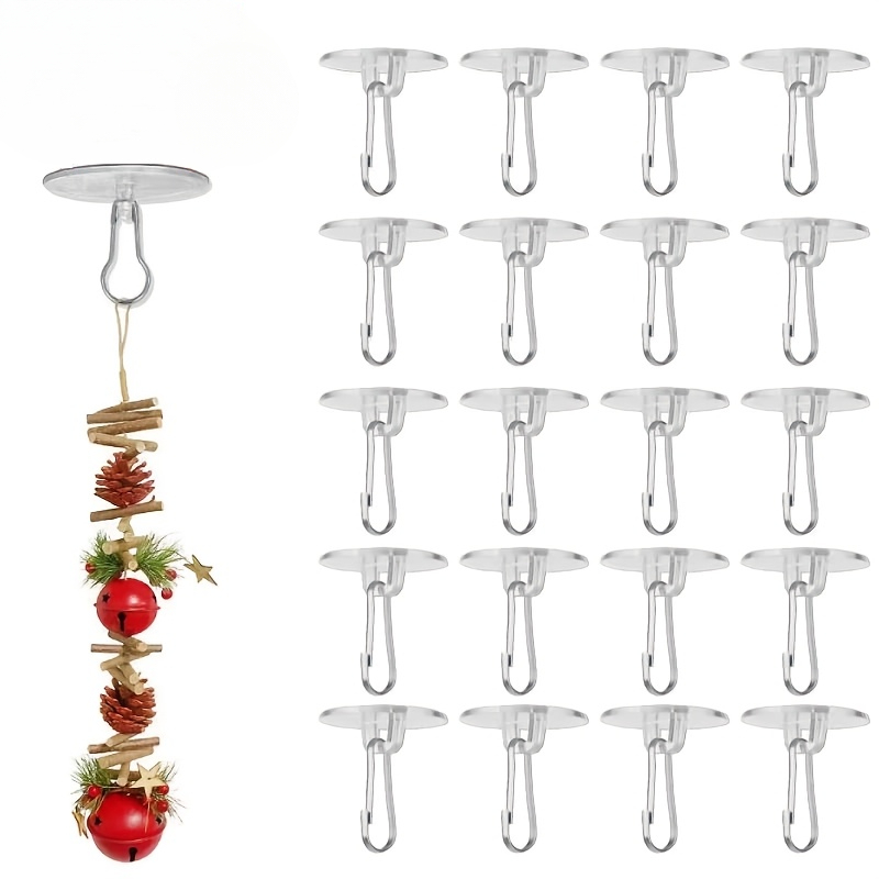 E-shop 25 Loch Freie Selbstklebende Deckenhaken - Transparente und Spurlose Saugnäpfe, Robuste Kunststoff-Wandhaken zum Aufhängen von Laternen, Fotos,