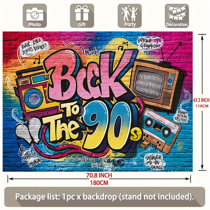 1pc retro 90s hip hop polyester backdrop 75g m lightweight wall decor banner versatile room party decoration   spring to winter 100 polyester vibrant mixed color
